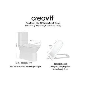Creavit NV361-00CB00E-0000+NV410 Nova Rim-Off Beyaz Duvara Dayalı Klozet