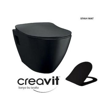Creavit TP325-00SM00E-0000 Terra Mat Siyah Asma Klozet