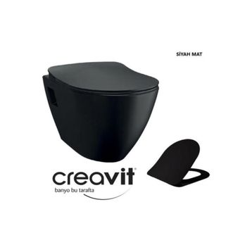Creavit TP325-00SM00E-0000 Terra Mat Siyah Asma Klozet