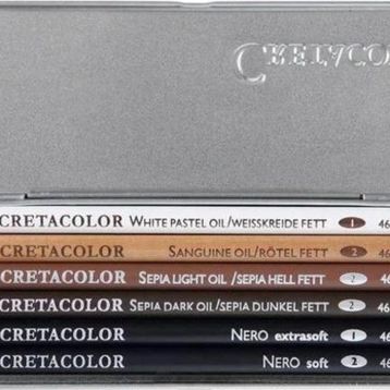 Cretacolor 40007 Oil Pencil Pocket 6'lı Metal Kutu Yağlı Çizim Kalemleri