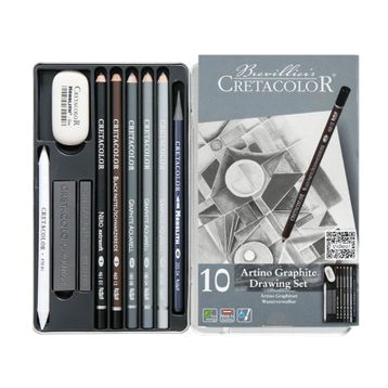 Cretacolor Artino Graphite 10'lu Metal Kutu 40021 Eskiz Seti