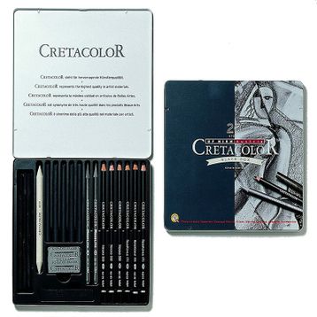 Cretacolor Metal Kutu 20 Parça Black Box Karakalem Çizim Seti
