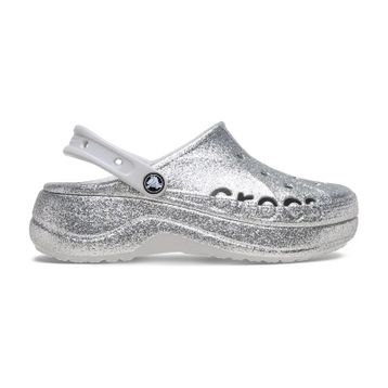 Crocs Baya Platform Glitter Clog 208459-040 Gümüş Simli Platform Kadın Terlik