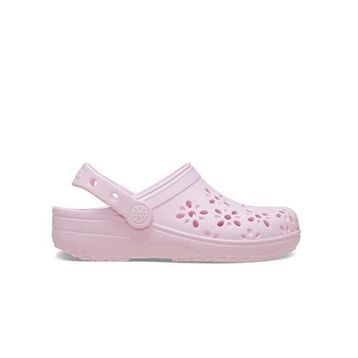 Crocs Classic Floral Cut Out Clog K 210943-6ZW Pink Milk Pembe Unisex Çocuk Terlik