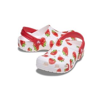 Crocs Classic Fresh Fruits Clog K 211020-100 Strawberry Beyaz Kırmızı Unisex Çocuk Terlik