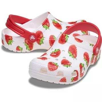 Crocs Classic Fresh Fruits Clog K 211020-100 Strawberry Beyaz Kırmızı Unisex Çocuk Terlik