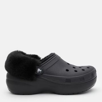 Crocs Classic Platform Fuzz Lined Clog 212854-001 Siyah Kadın Terlik