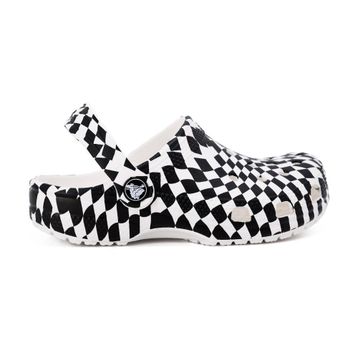 Crocs Classic Warped Checker Clog K 210990-103 Siyah Beyaz Unisex Çocuk Terlik