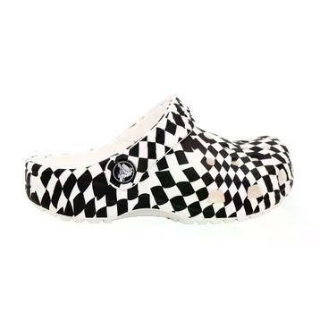 Crocs Classic Warped Checker Clog K 210990-103 Siyah Beyaz Unisex Çocuk Terlik