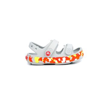 Crocs Crocband Cruiser Glow Confetti Band Sandal T 212528-1X8 Atmosphere Flame Açık Gri Turuncu Çocuk Sandalet