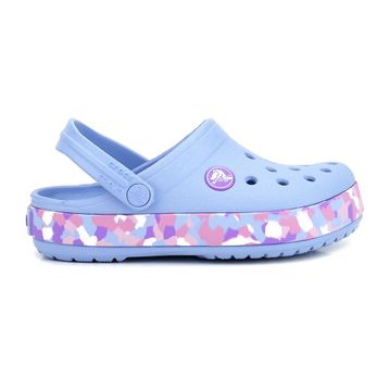 Crocs Crocband Glow Confetti Band Clog K 212523-4ZA Blue Haze Açık Mavi Çok Renkli Çocuk Terlik