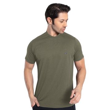 Crozwise 7134-04 Haki Yeşil Bisiklet Yaka Erkek T-shirt