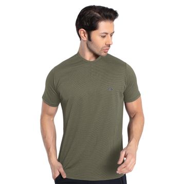 Crozwise 7134-04 Haki Yeşil Bisiklet Yaka Erkek T-shirt