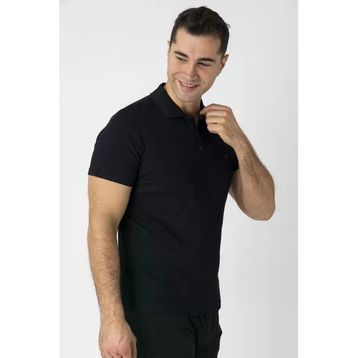 Crozwise 7152-10 Siyah Pamuk Pike Waffle Polo Yaka Tişört