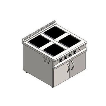 Csa İnox Karacasan 100 cm Elektrikli 4'lü Dolaplı Ocak