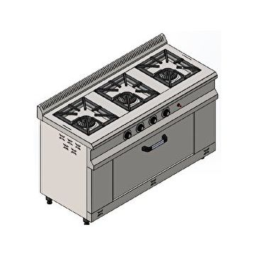 Csa İnox Karacasan 140x60 cm 3+1 Doğalgazlı 3'lü Kuzine Ocak