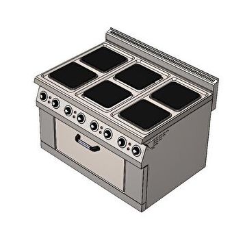 Csa İnox Karacasan 150x100 cm 6+1 Elektrikli 6'lı Kuzine Ocak