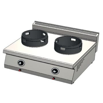 Csa İnox Karacasan 80 cm 700 Seri Set Üstü Çift Gözlü Doğalgazlı Wok Ocak