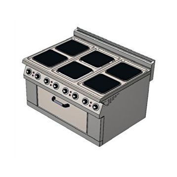 Csa İnox Karacasan 900 Seri Dolaplı 120 cm 6 Gözlü Elektrikli Kuzineli Ocak
