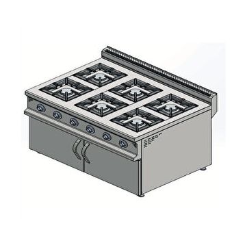 Csa İnox Karacasan 900 Seri Dolaplı 120 cm 6 Gözlü Tüplü Ocak