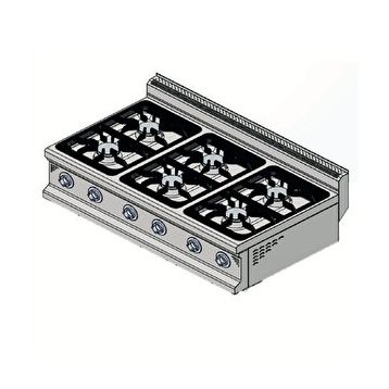 Csa İnox Karacasan 900 Seri Set Üstü 120 cm 6 Gözlü Doğalgazlı Ocak