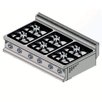 Csa İnox Karacasan 900 Seri Set Üstü 120 cm 6 Gözlü Doğalgazlı Ocak