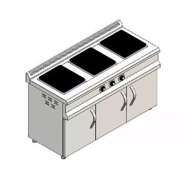 CSA Karacasan 140 cm Elektrikli 3'lü Dolaplı Ocak