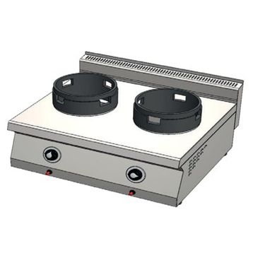 CSA Karacasan 80 cm 700 Seri Set Üstü Çift Gözlü Doğalgazlı Wok Ocak