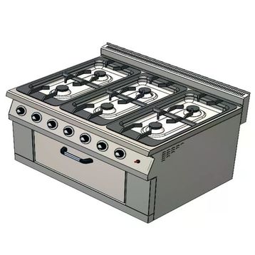 CSA Karacasan 900 Seri Dolaplı 120 cm 6 Gözlü Doğalgazlı Kuzineli Ocak
