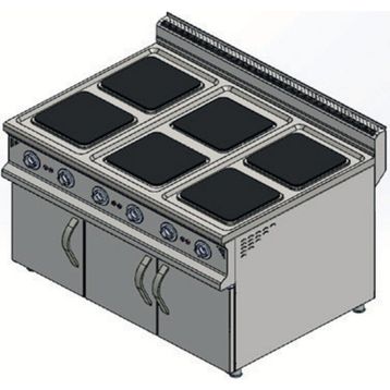 CSA Karacasan 900 Seri Dolaplı 120 cm 6 Gözlü Elektrikli Ocak