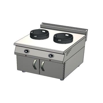 CSA Karacasan 900 Seri Dolaplı 80 cm 2 Gözlü Doğalgazlı Wok Ocak