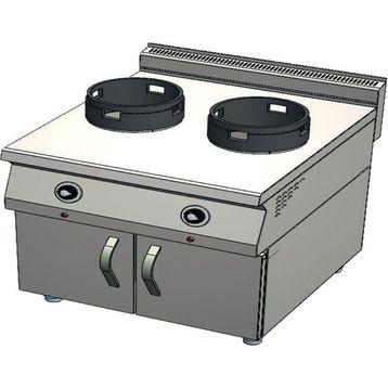 CSA Karacasan 900 Seri Dolaplı 80 cm 2 Gözlü Tüplü Wok Ocak