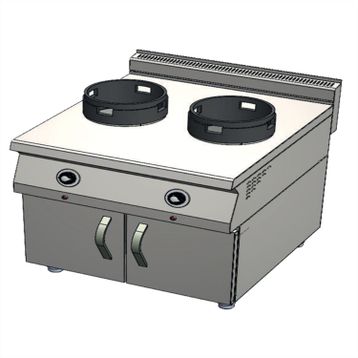 CSA Karacasan 900 Seri Dolaplı 80 cm 2 Gözlü Tüplü Wok Ocak