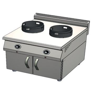 CSA Karacasan 900 Seri Dolaplı 80 cm 2 Gözlü Tüplü Wok Ocak