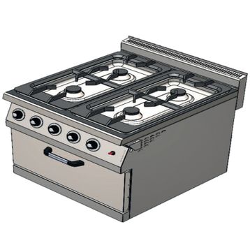 CSA Karacasan 900 Seri Dolaplı 80 cm 4 Gözlü Doğalgazlı Kuzineli Ocak