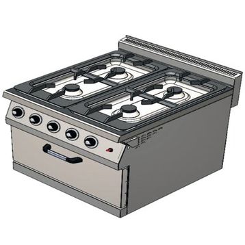 CSA Karacasan 900 Seri Dolaplı 80 cm 4 Gözlü Doğalgazlı Kuzineli Ocak