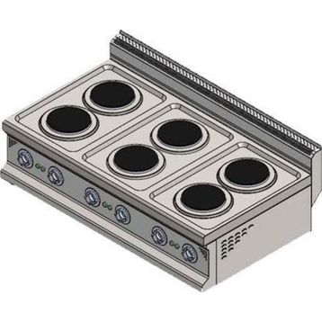 CSA Karacasan 900 Seri Set Üstü 120 cm 6 Gözlü Elektrikli Ocak