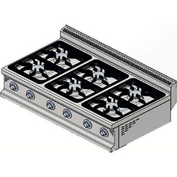 CSA Karacasan 900 Seri Set Üstü 120 cm 6 Gözlü Tüplü Ocak