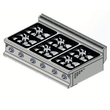 CSA Karacasan 900 Seri Set Üstü 120 cm 6 Gözlü Tüplü Ocak