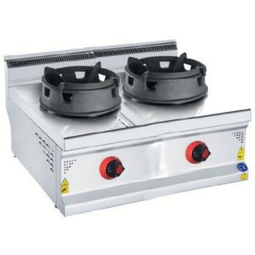 CSA Karacasan 900 Seri Set Üstü 80 cm 2 Gözlü Tüplü Wok Ocak