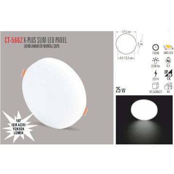 CT-5662 22W/6000K X-PLUS SLIM LED PANEL(BEYAZ) CATA