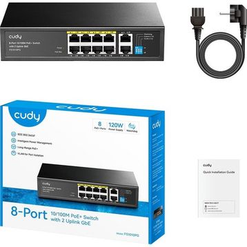 Cudy FS1010PG 8 Port 120 W Full PoE 10/100 2 Uplink Yönetilemez Switch