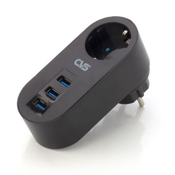 CVS DN 9204 3 USB Siyah Akım Korumalı Tekli Priz