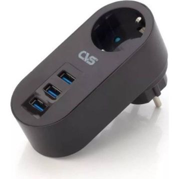CVS DN 9204 3 USB Siyah Akım Korumalı Tekli Priz