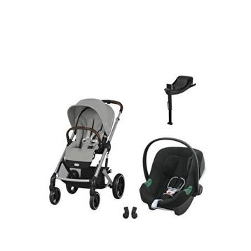 Cybex Balios S Lux Silver Stone Grey + Aton B2 Bazalı Volcano Black Bebek Arabası