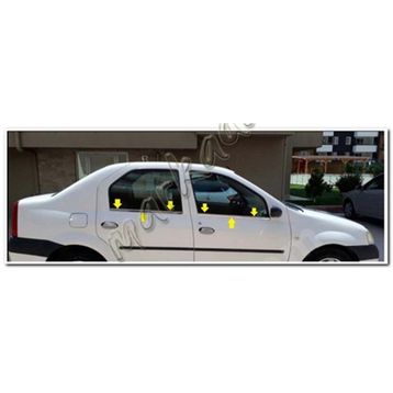 Dacia Logan 2005-2012 Paslanmaz Çelik 4 Parça Krom Cam Çıtası