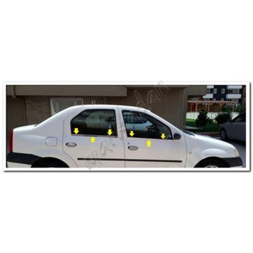 Dacia Logan 2005-2012 Paslanmaz Çelik 4 Parça Krom Cam Çıtası