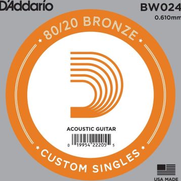 D'addario BW024 80/20 Bronze Wound 024 Sol Akustik Tek Tel