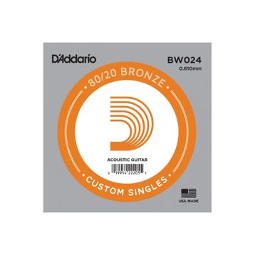 D'addario BW024 80/20 Bronze Wound 024 Sol Akustik Tek Tel