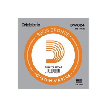 D'addario BW024 80/20 Bronze Wound 024 Sol Akustik Tek Tel